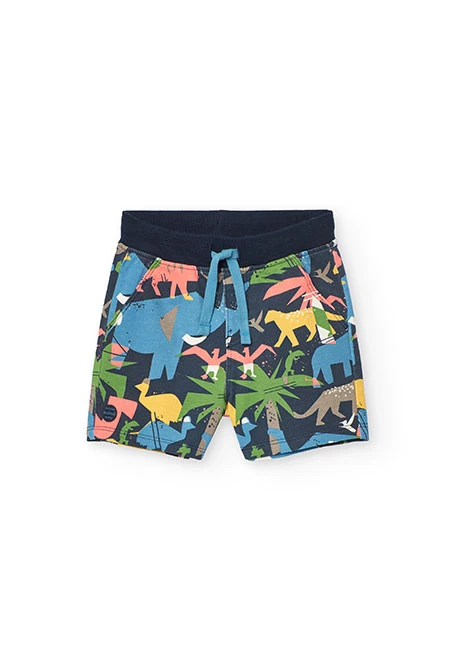 Bermudas de malha para bebé menino com estampado de animais