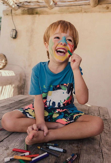 Camiseta de punto para bebé niño en azul