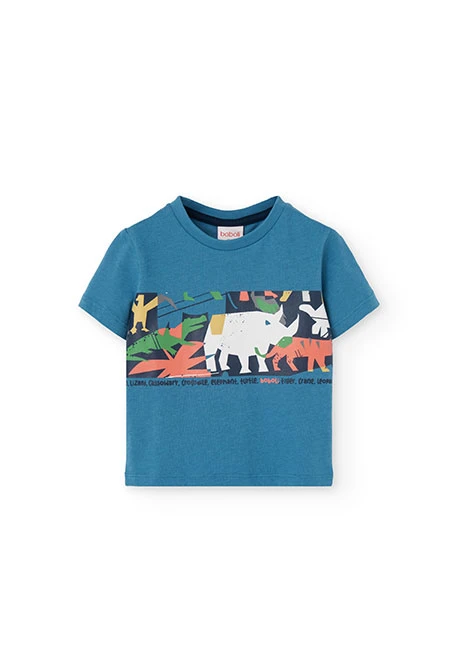 Camiseta de punto para bebé niño en azul