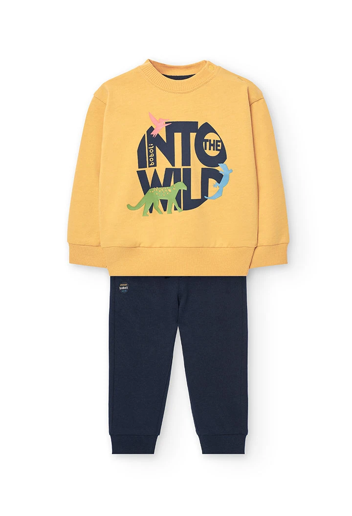 Set di felpa e pantalone in maglia per neonato di colore giallo