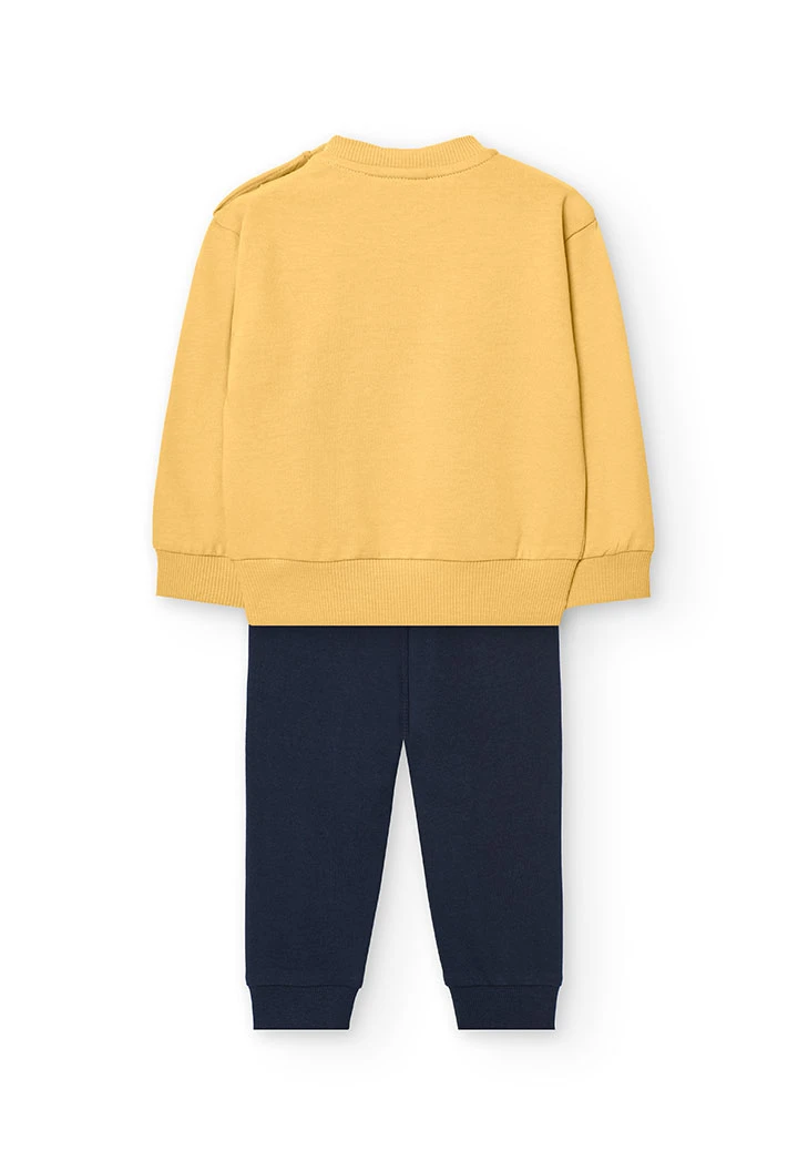 Set di felpa e pantalone in maglia per neonato di colore giallo