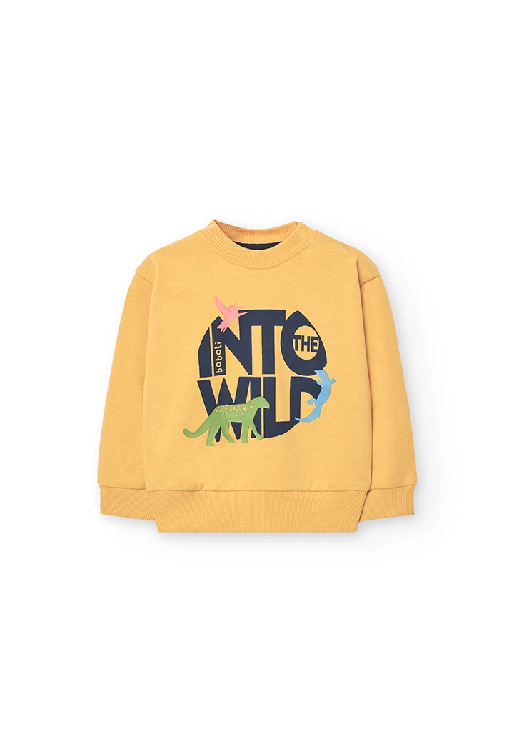 Set di felpa e pantalone in maglia per neonato di colore giallo