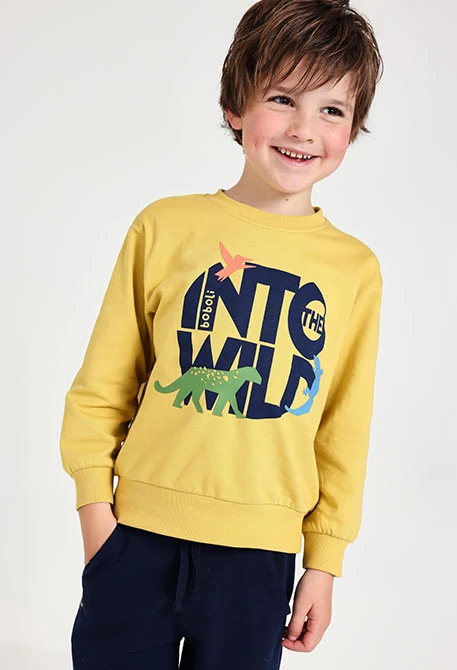 Set di felpa e pantalone in maglia per neonato di colore giallo