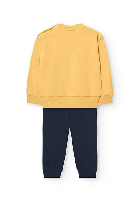 Conjunto de sudadera y pantalón de punto para bebé niño en color amarillo