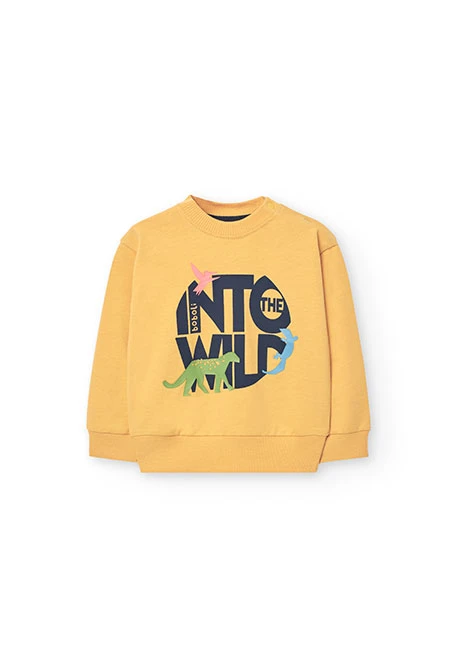 Conjunto de sudadera y pantalón de punto para bebé niño en color amarillo