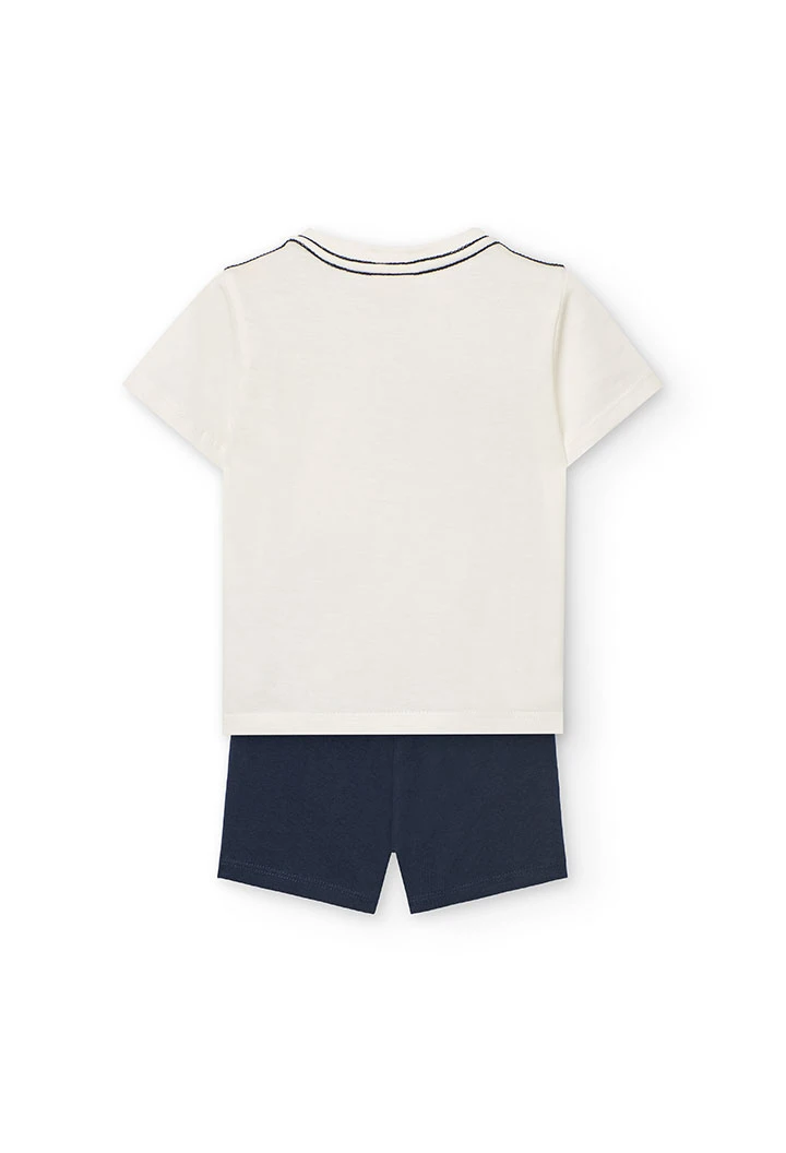 Baby-Set aus weißem T-Shirt und Strickshorts für Jungen