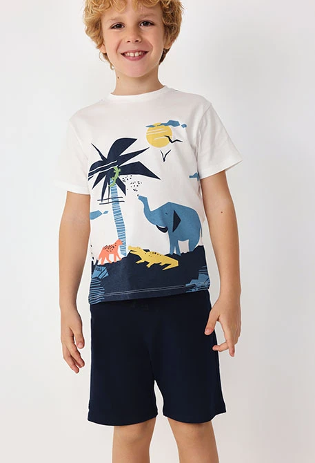Ensemble de t-shirt et short en tricot pour bébé garçon en couleur blanche