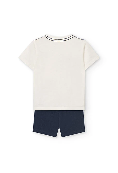 Conjunto de camiseta y shorts de punto para bebé niño en color blanco