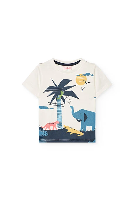 Conjunto de camiseta y shorts de punto para bebé niño en color blanco