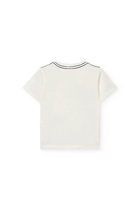 Conjunto de camiseta y shorts de punto para bebé niño en color blanco