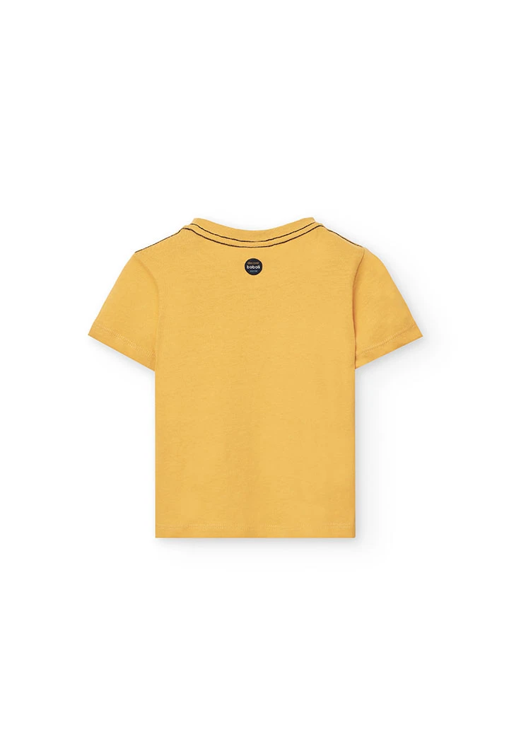 Maglietta a maglia per neonato in colore giallo con stampa.