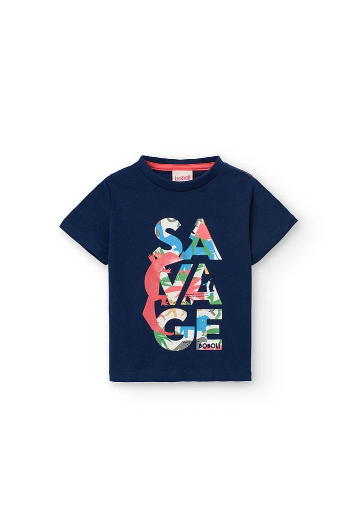 Baby boy knitted t-shirt in navy blue