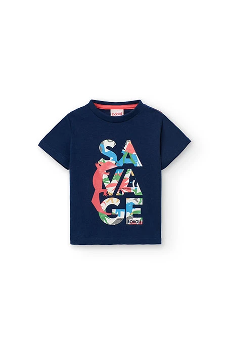 Baby-Jungen-Strick-T-Shirt in Marineblau