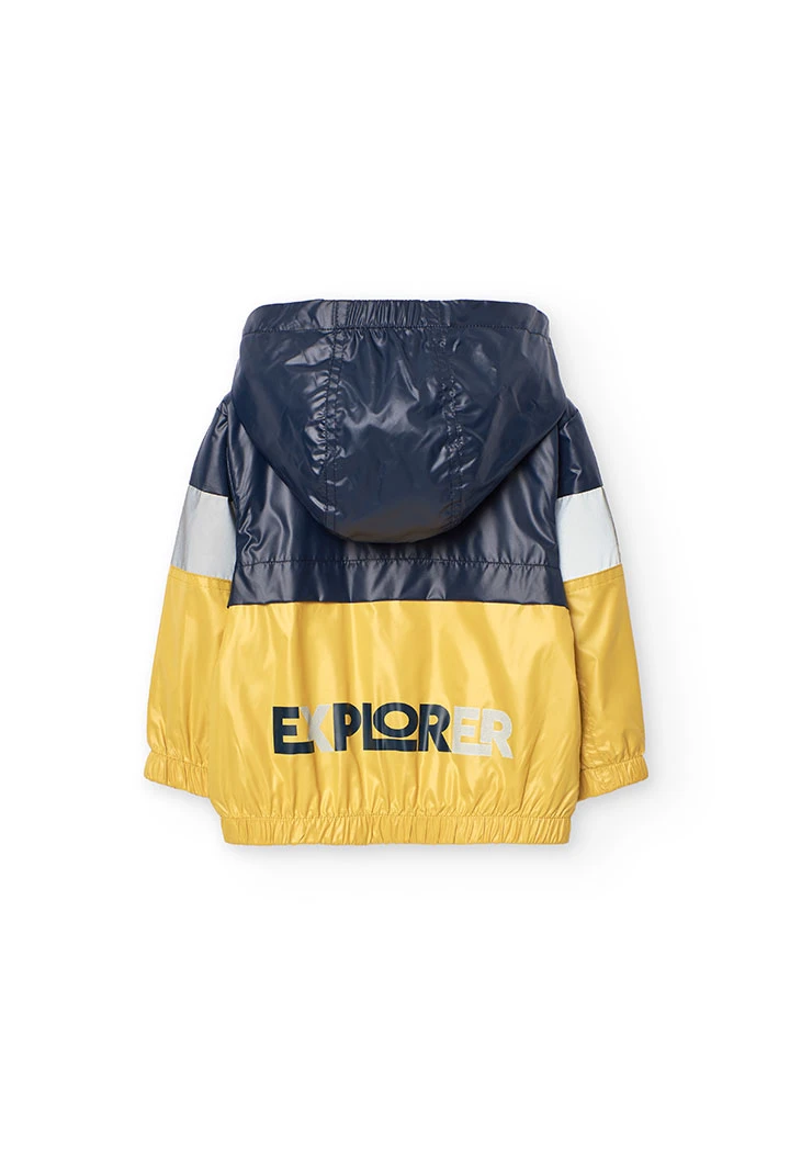 Parka reversibile per neonato in colore senape e nero con stampa