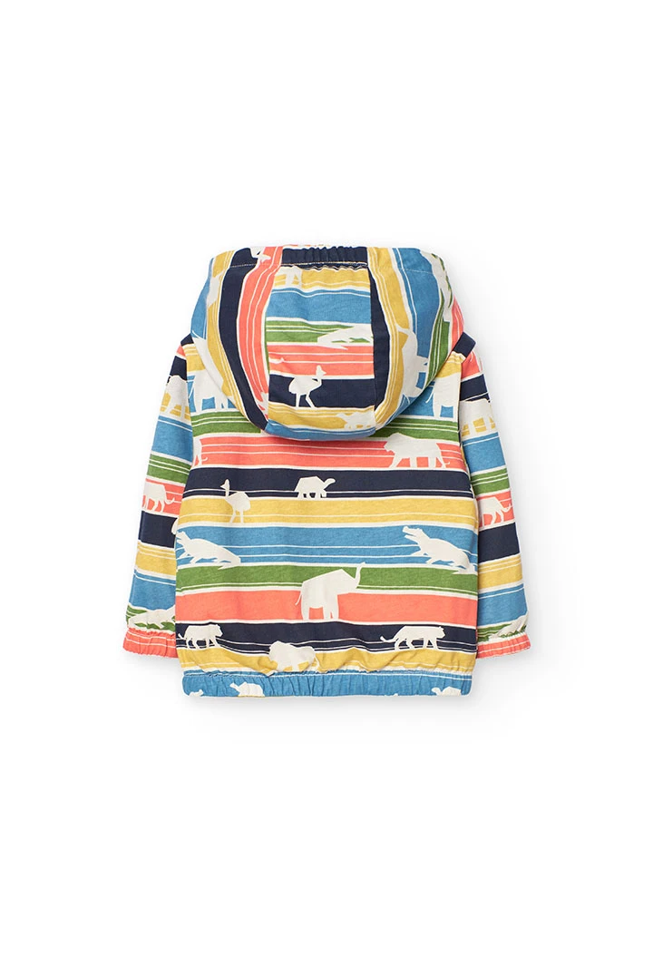 Parka réversible pour bébé garçon en couleur moutarde et noire et avec imprimé