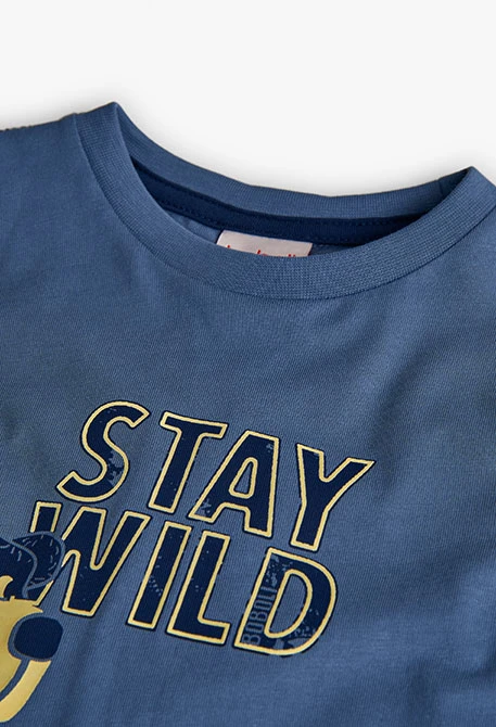 T-shirt menino de algodão animais azul