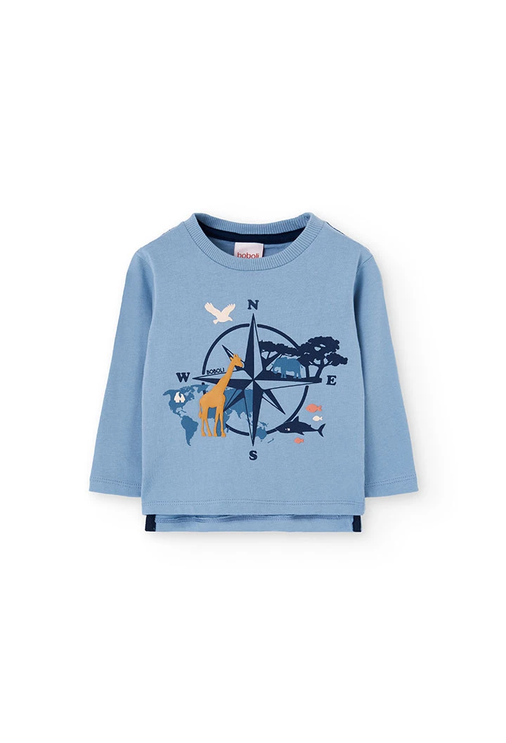 T-shirt garçon en coton gris boussole