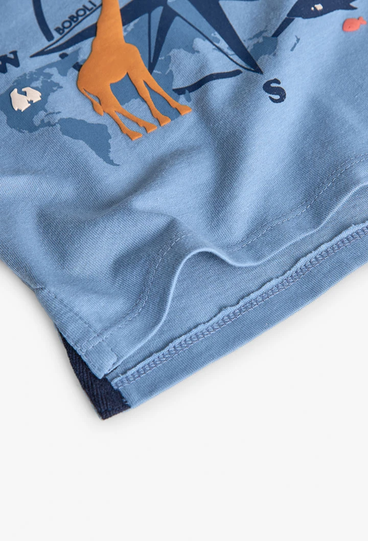 T-shirt garçon en coton gris boussole