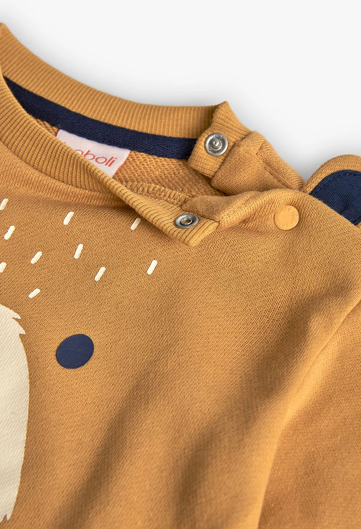 Sweat-shirt garçon en molleton jaune animal