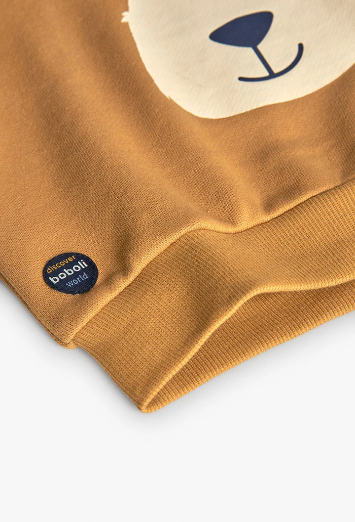 Sweatshirt für Jungen aus gelbem Fleece mit Tiermotiv