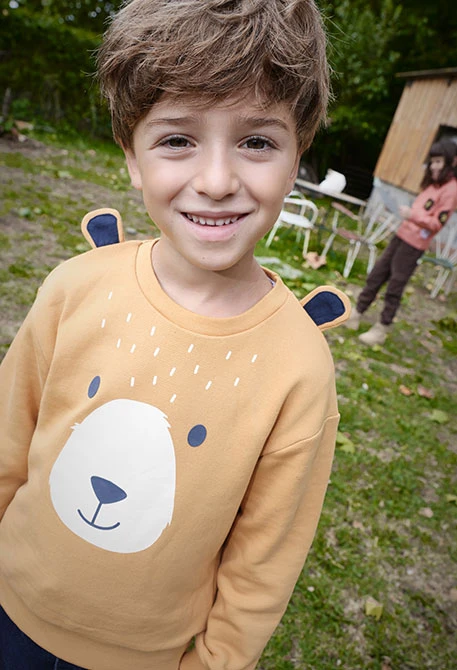 Yellow animal fleece sweatshirt for boy