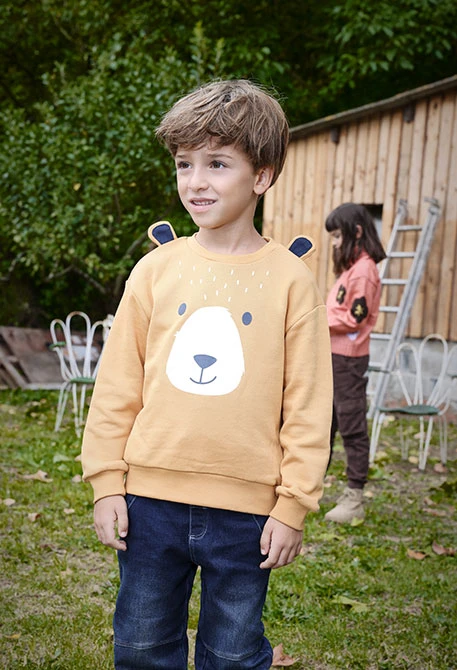 Sweatshirt menino de felpa amarela animal