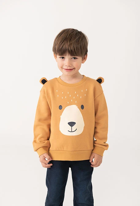 Sweat-shirt garçon en molleton jaune animal