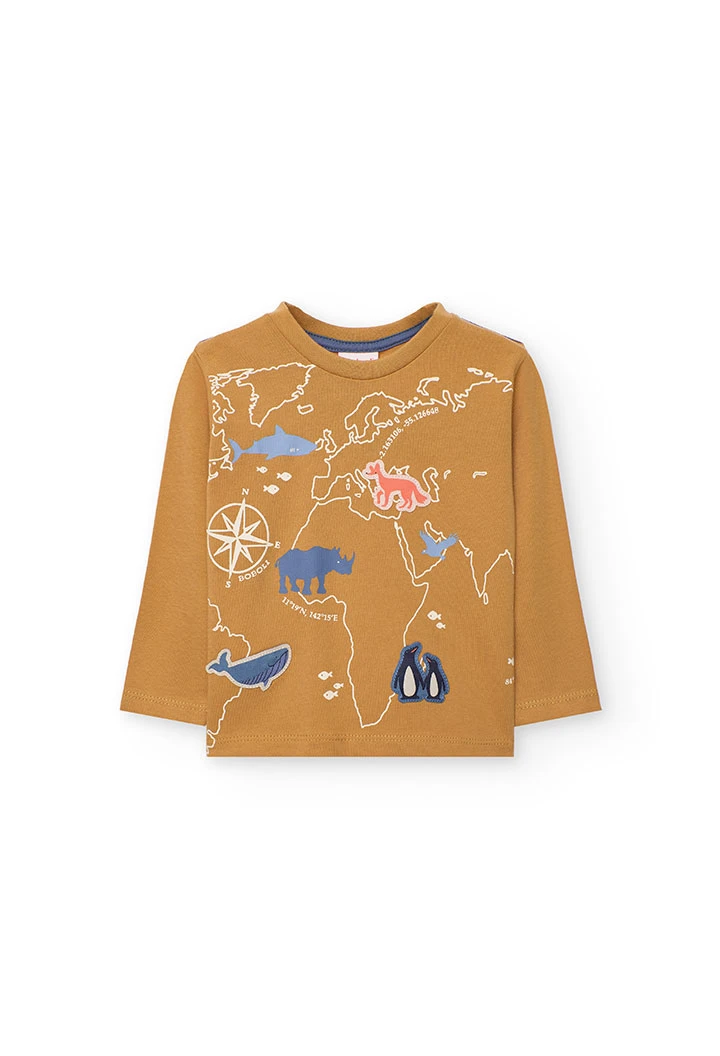 Yellow knitted girl´s T-shirt with animals