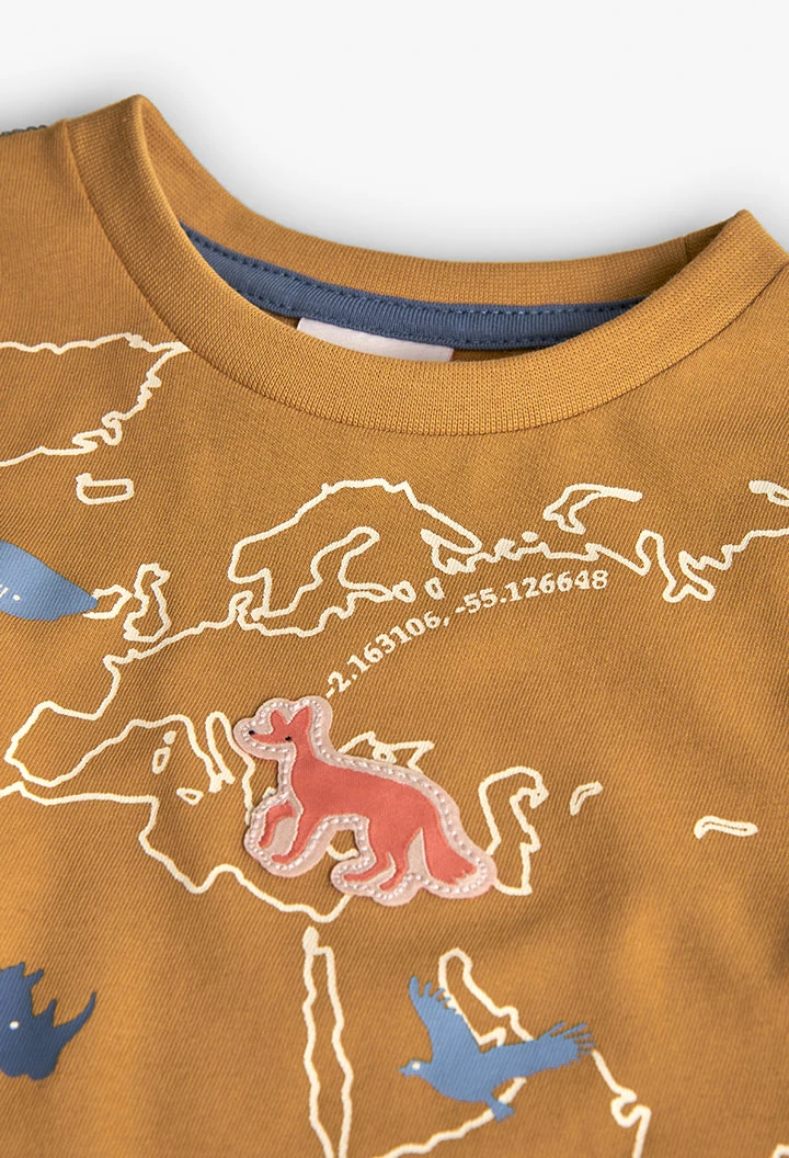 T-shirt fille en maille jaune avec des animaux