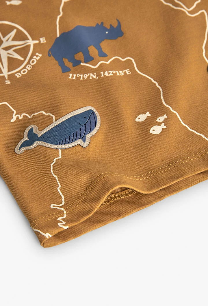 T-shirt fille en maille jaune avec des animaux
