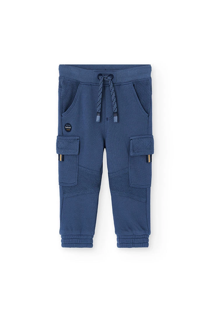 Pantalón cargo niño de felpa azul