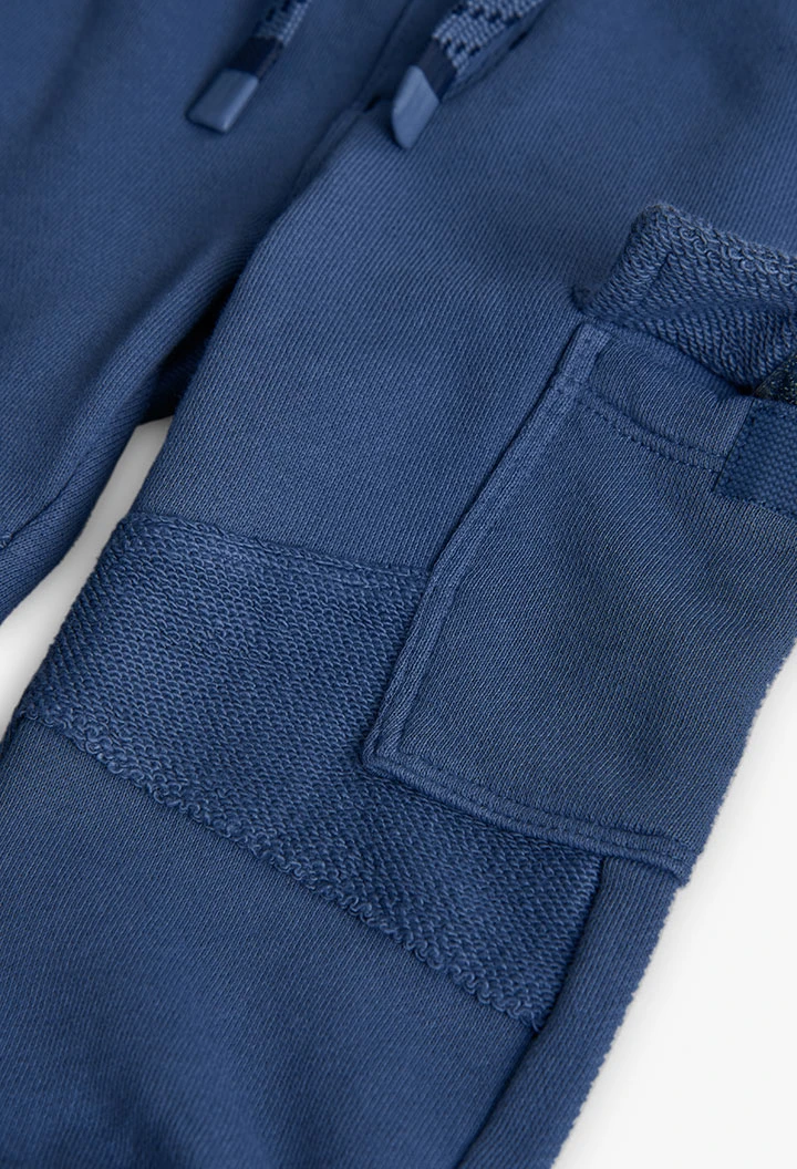 Pantalón cargo niño de felpa azul