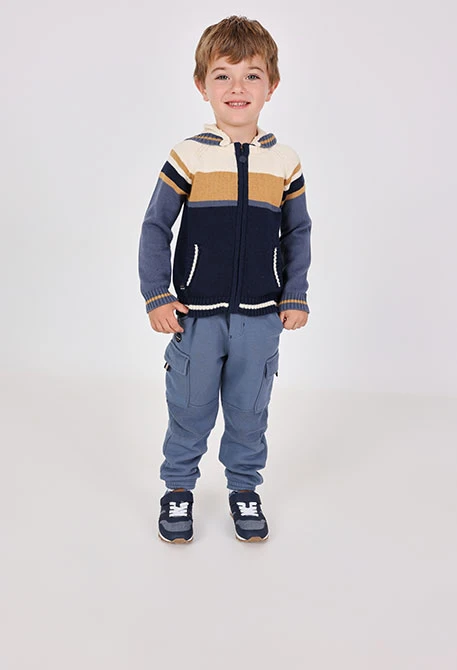 Pantalon cargo garçon en molleton bleu