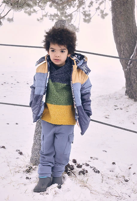 Pantaloni cargo bambino in felpa blu