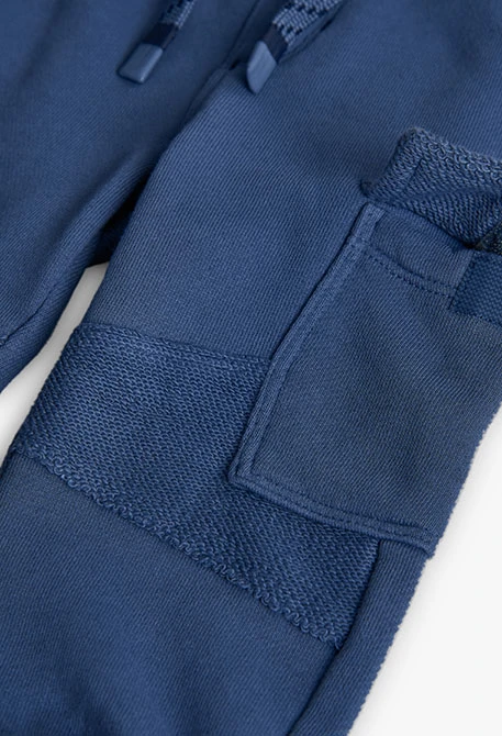 Blue fleece cargo trousers for boys