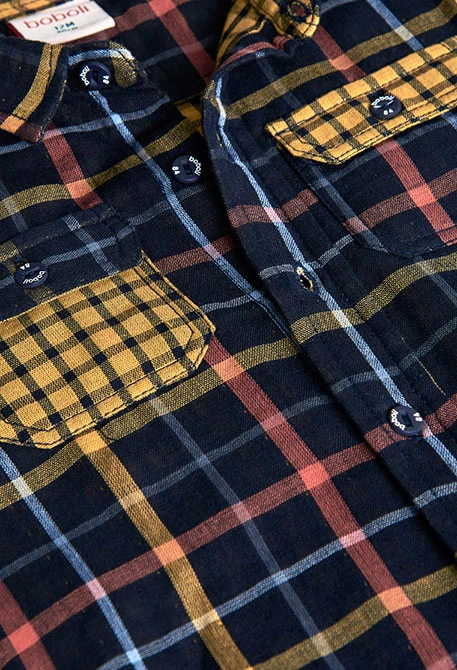 Boy´s check-pattern knit shirt