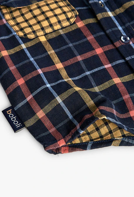 Boy´s check-pattern knit shirt