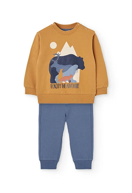 Yellow knitted animal-themed outfit for boy