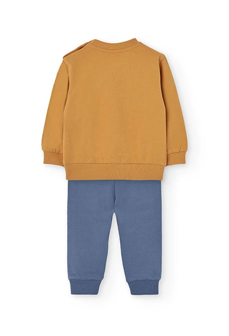 Yellow knitted animal-themed outfit for boy
