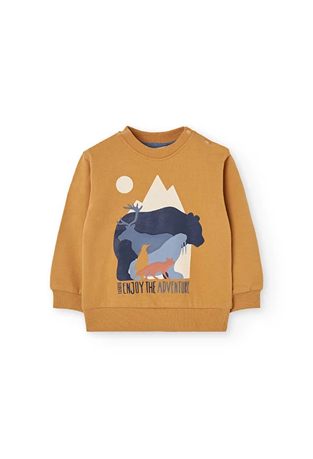Yellow knitted animal-themed outfit for boy