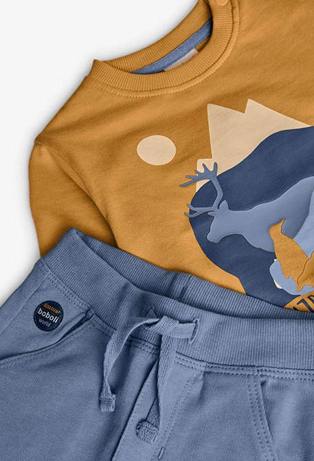 Yellow knitted animal-themed outfit for boy