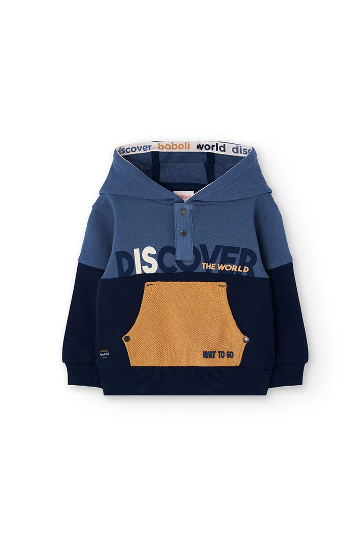 Blaue Jungen-Sweatshirt aus Frottee