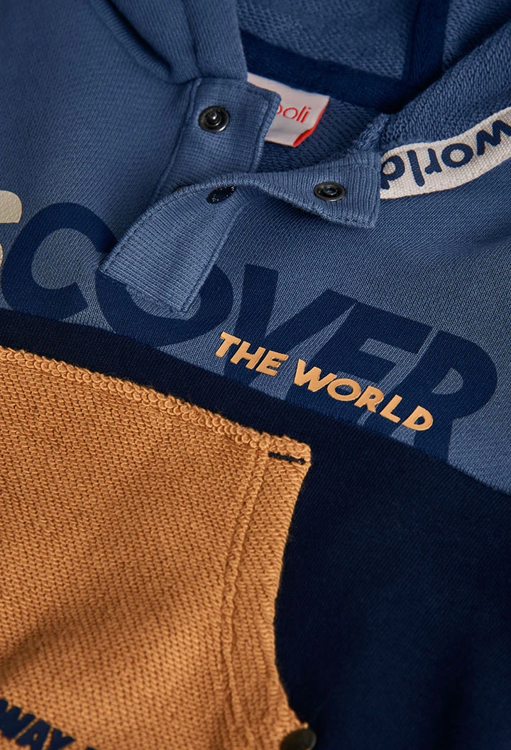 Sweat-shirt garçon en molleton bleu