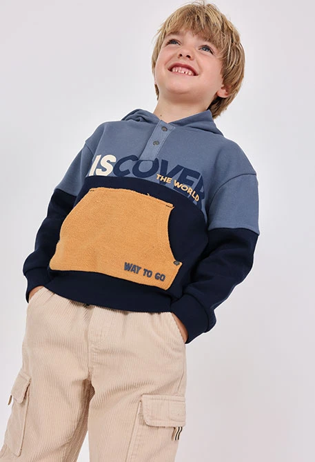 Sweat-shirt garçon en molleton bleu
