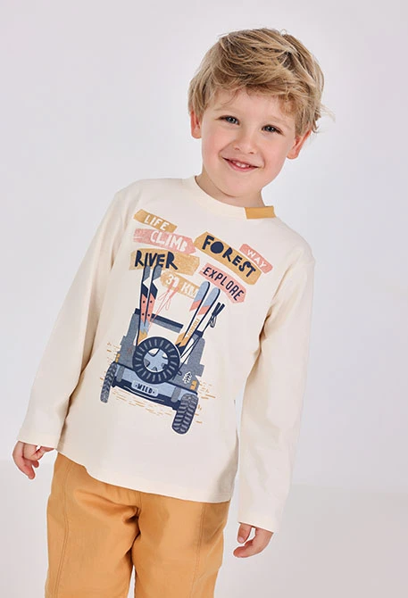 T-shirt garçon en maille blanche imprimée