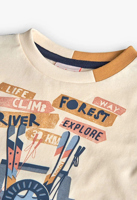 T-shirt menino malha branca estampada