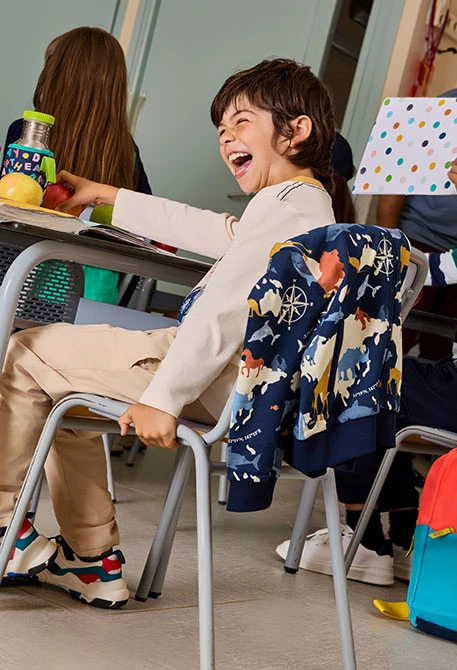 Printed fleece jacket, baby blue animals