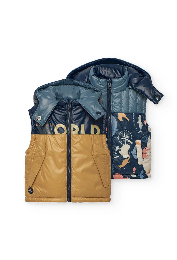 Reversible technical fabric boy´s gilet