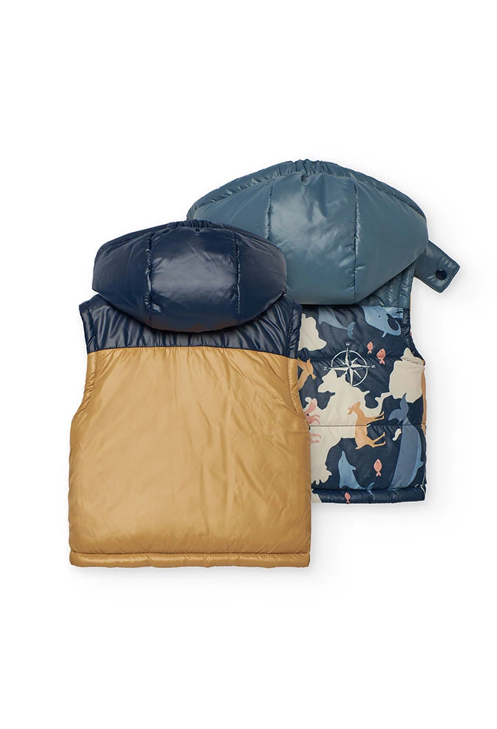 Reversible technical fabric boy´s gilet