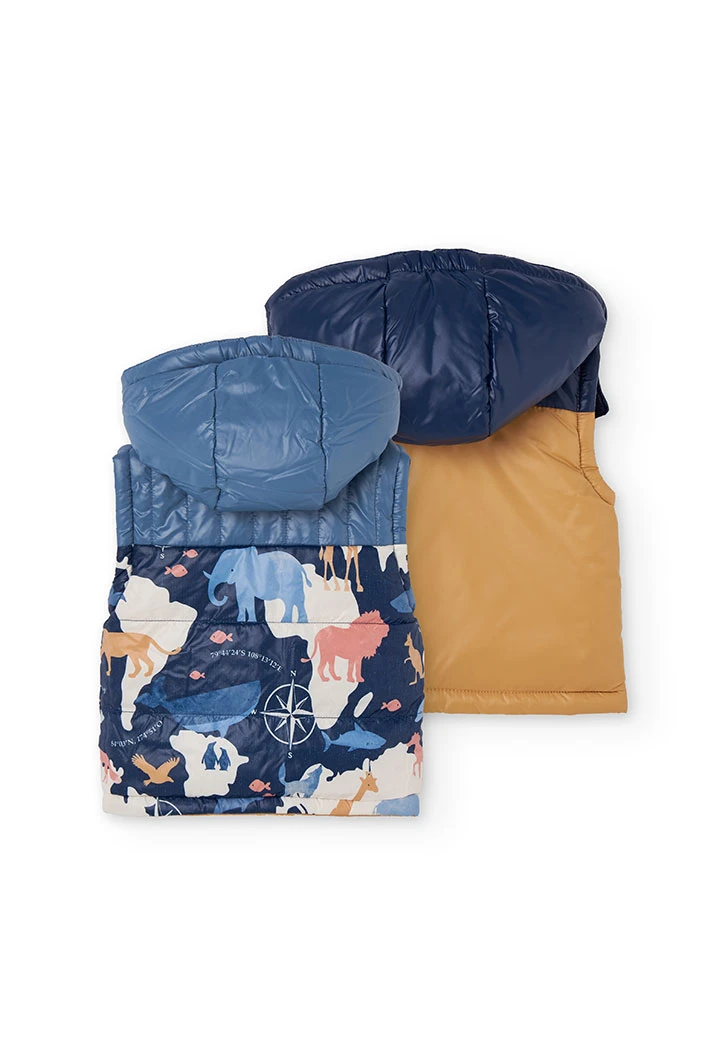 Gilet bambino reversibile in tessuto tecnico
